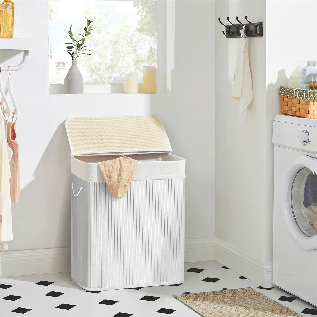 Wäschekorb Weiß B: 51,5 Cm - Weiß, Basics, Naturmaterialien/Textil (51,5/61,5/31,5cm)