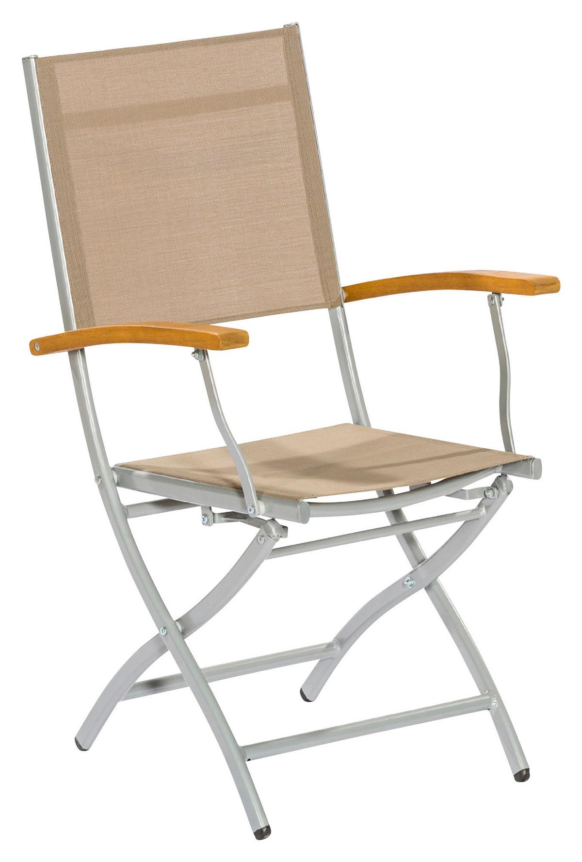 Balkonmöbel Set Naxos Akazienholz/metall - Beige/Silberfarben, MODERN, Holz/Kunststoff - Gardenson