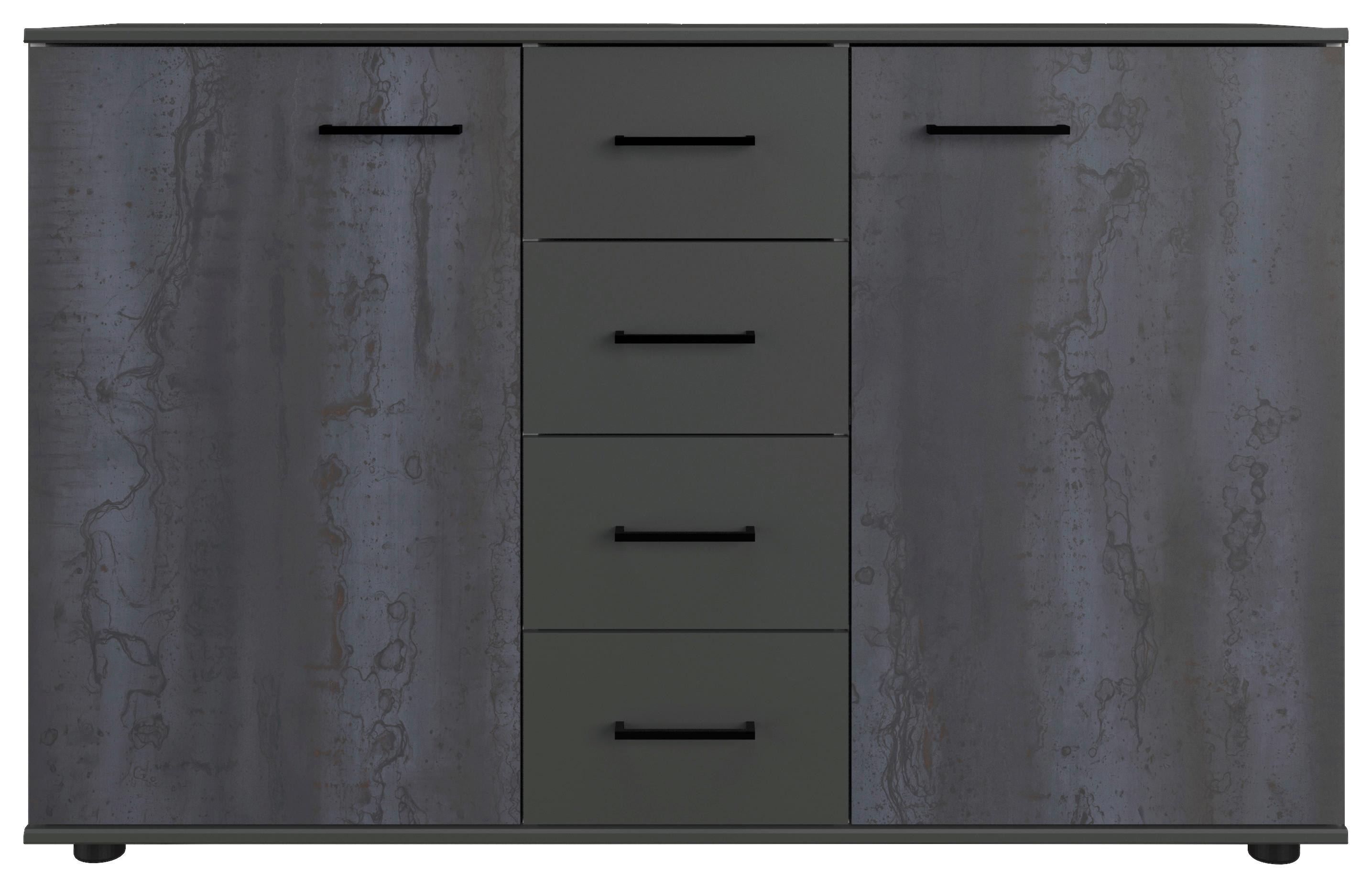 Kommode B: 130 cm Kopenhagen, Dunkelgrau - Dunkelgrau/Graphitfarben, Basics, Holzwerkstoff (130/83/41cm) - MID.YOU