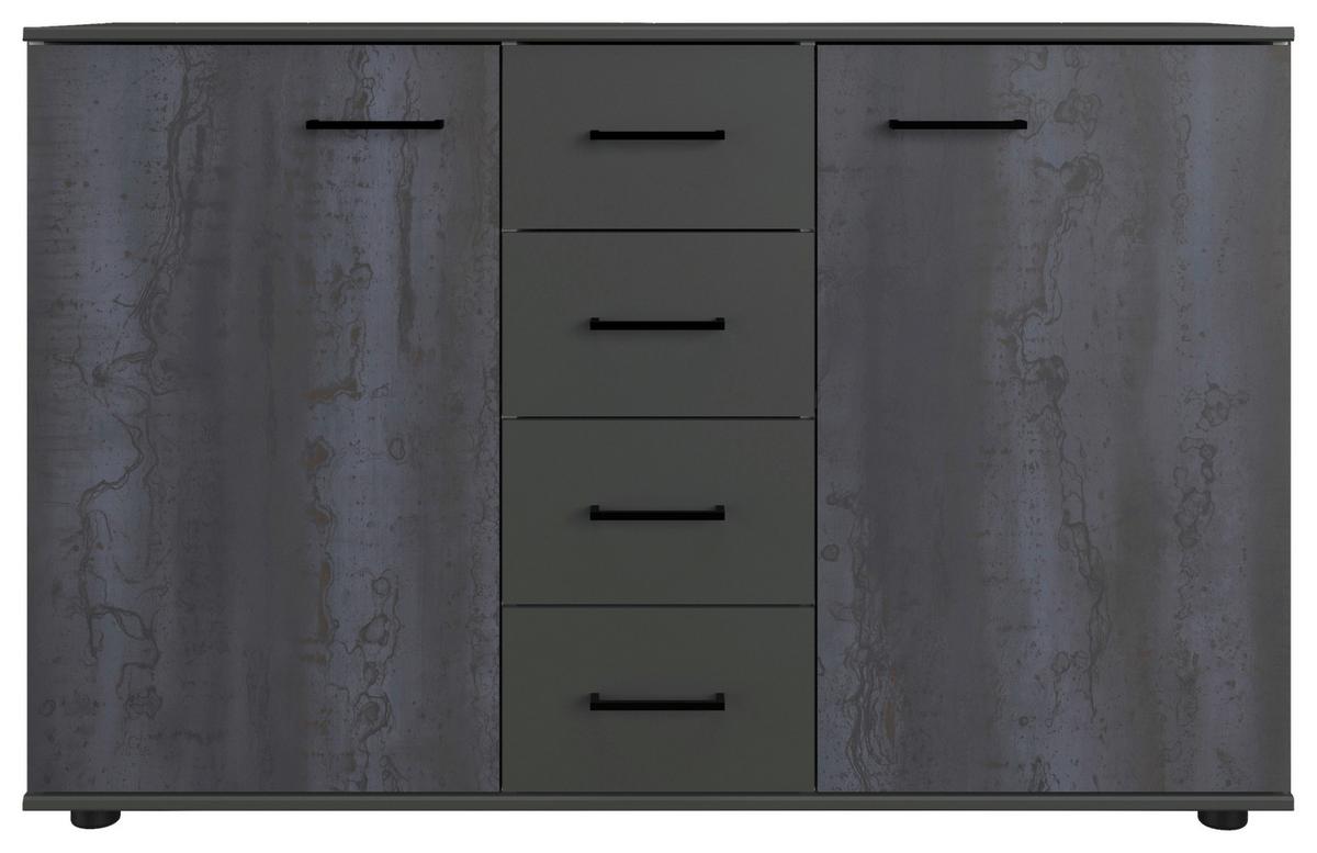 Kommode B: 130 Cm Kopenhagen, Dunkelgrau - Dunkelgrau/Graphitfarben, Basics, Holzwerkstoff (130/83/41cm) - MID.YOU