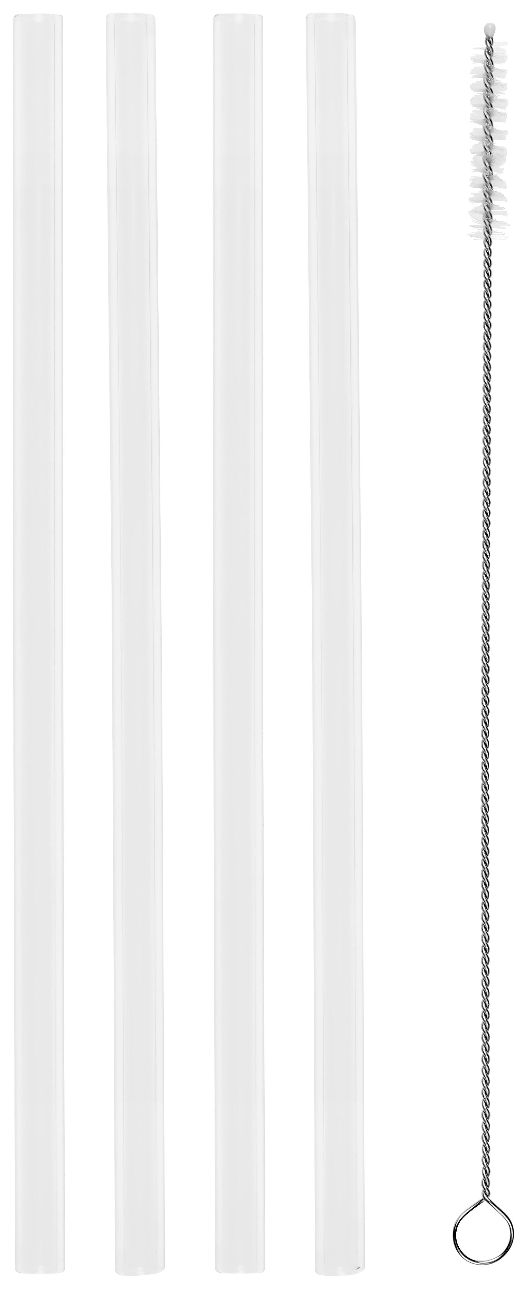 Wiederverwendbare Trinkhalme Aus Glas 4 Stk. + Bürste - Klar, MODERN, Glas/Kunststoff - Luca Bessoni
