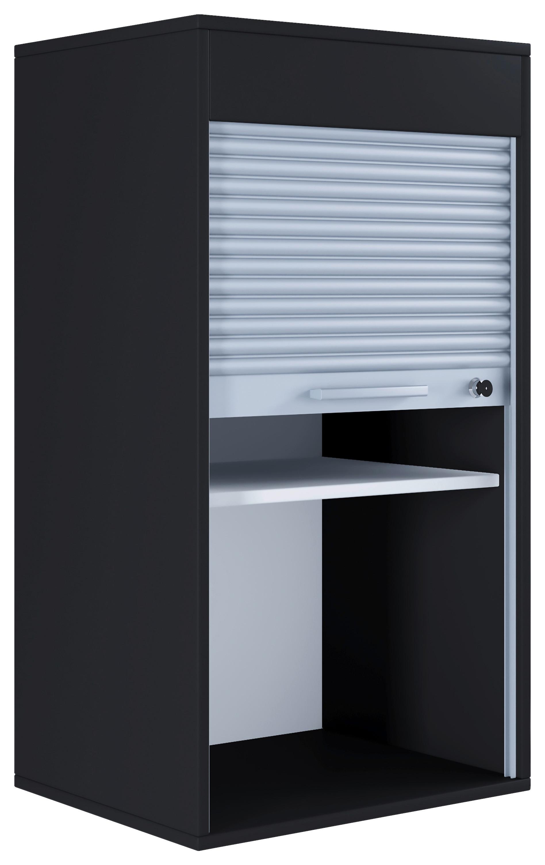 Aktenschrank Aktos L versperrbar Schwarz B: 50 cm - Schwarz/Grau, MODERN, Holzwerkstoff/Kunststoff (50/93/40cm) - MID.YOU