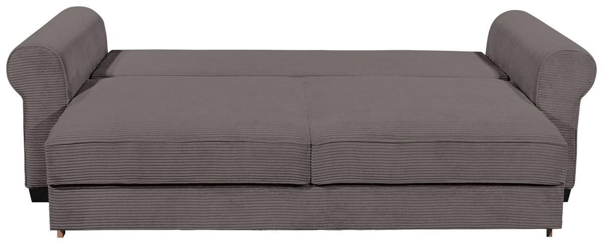 2-Sitzer-Sofa Mit Schlaffunktion Maureen B:250cm - Dunkelgrau/Schwarz, KONVENTIONELL, Textil (247/95/125cm) - MID.YOU