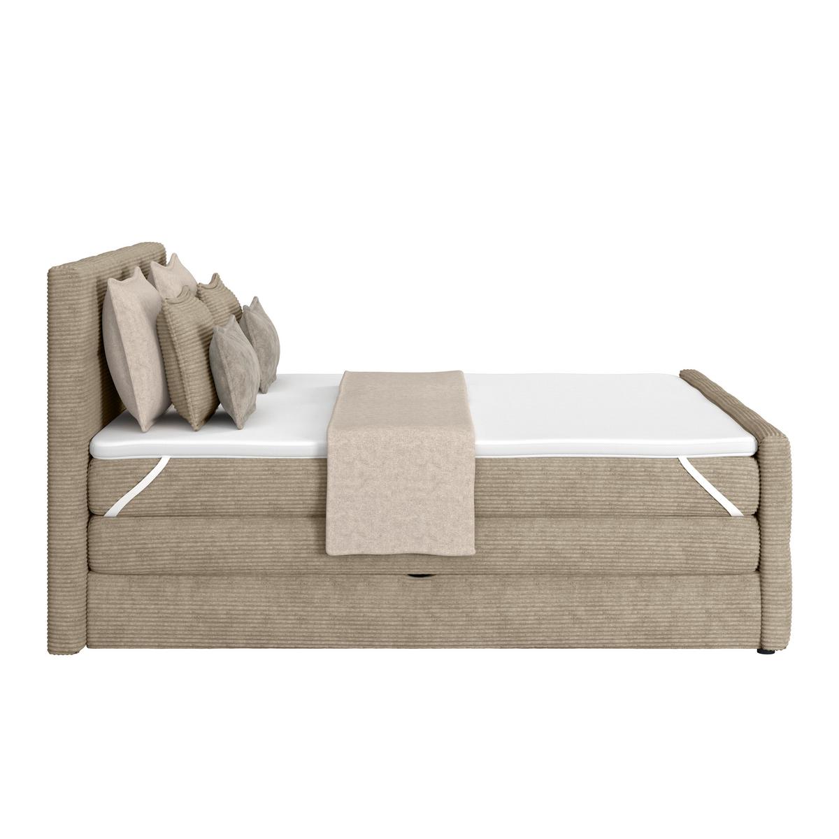 Boxspringbett mit Topper und Bettkasten 160x200 Medino - Schlammfarben, KONVENTIONELL, Holz/Holzwerkstoff (160/200cm)