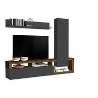 VIACDIELNA OBÝVACIA STENA DALLAS - tmavohnedá/antracitová, Basics, kompozitné drevo (219/173/35cm)