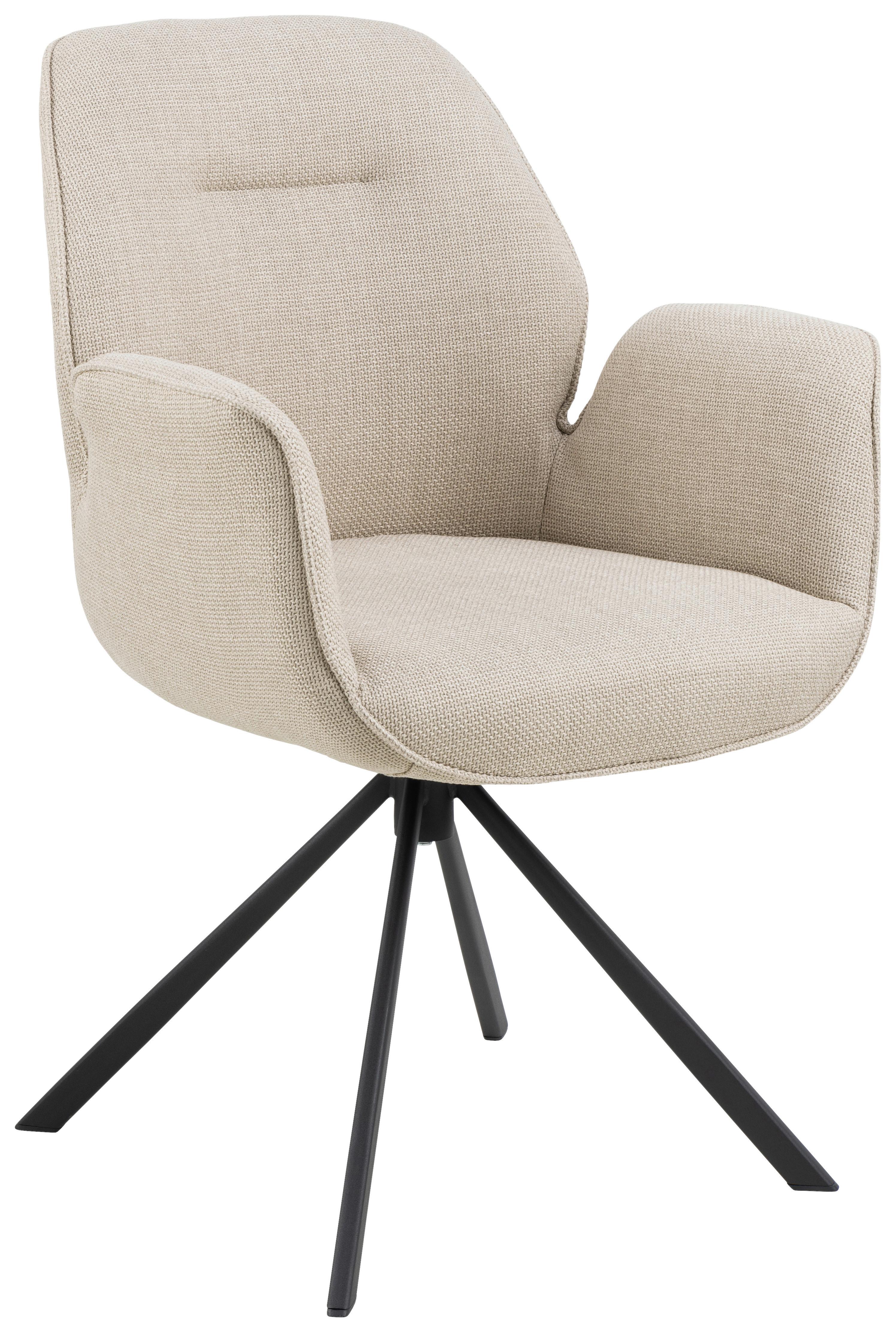 STOLIČKA S PODRÚČKAMI AURA - čierna/béžová, Design, kov/textil (60,5/90/62cm) - MID.YOU