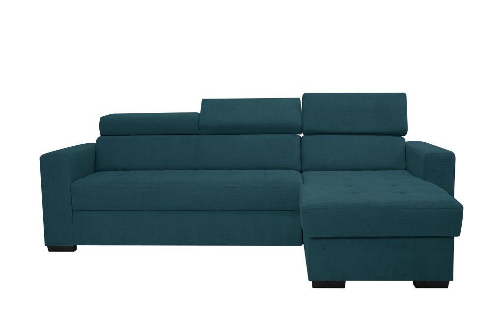 Rohová sedačka MARCO, obojstranná, petrolejový velúr - čierna/petrolejová, Konventionell, kov/drevo (238/78-94/170cm)