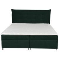 Boxbett mit Topper & Bettkasten 180x200 Levie - Dunkelgrün/Silberfarben, Basics, Textil (180/200cm) - MID.YOU