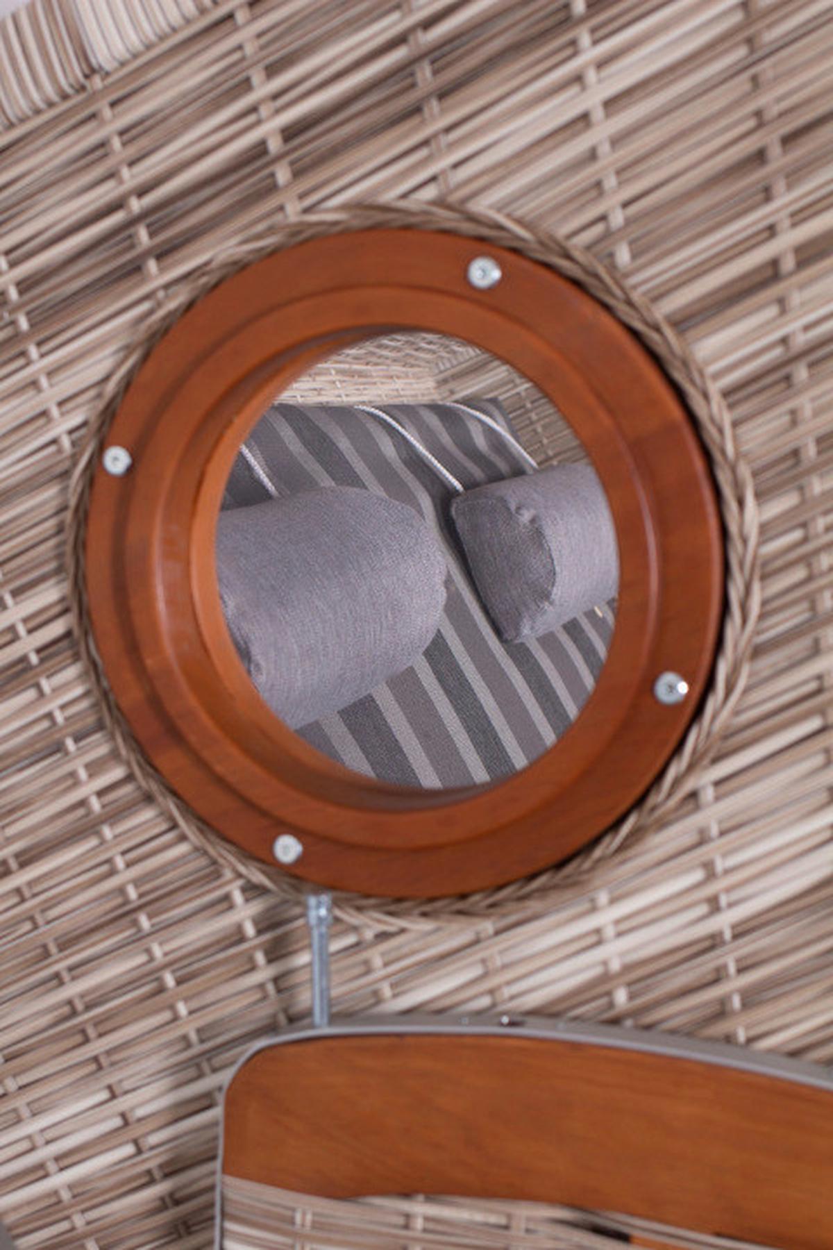 Strandkorb Ostsee Devries 2-Sitzer - Braun/Grau, Basics, Holz/Kunststoff (140/160/80cm) - Gardenson