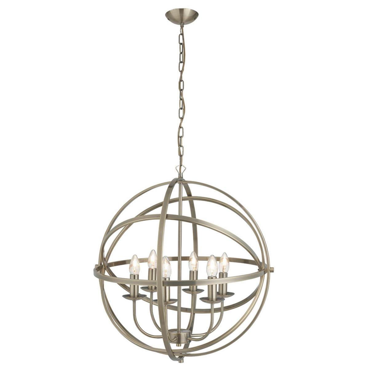 Hängeleuchte Orbit 2476-6ab - Messingfarben, Design, Metall (60/210cm)