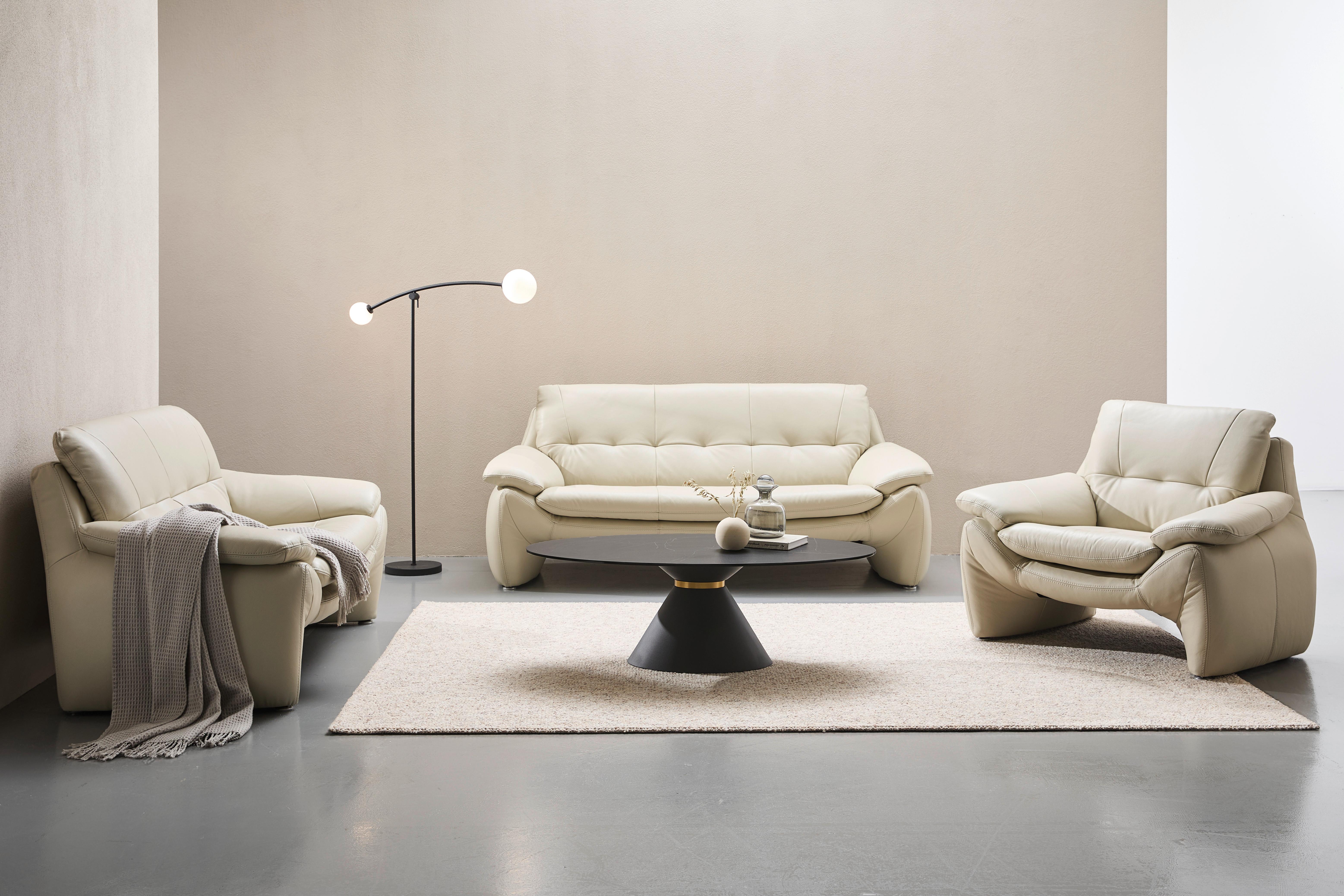 Sessel Bretania, Hellgrau B: 110 Cm - Silberfarben/Hellgrau, KONVENTIONELL, Leder (110/91/86cm) - Livetastic