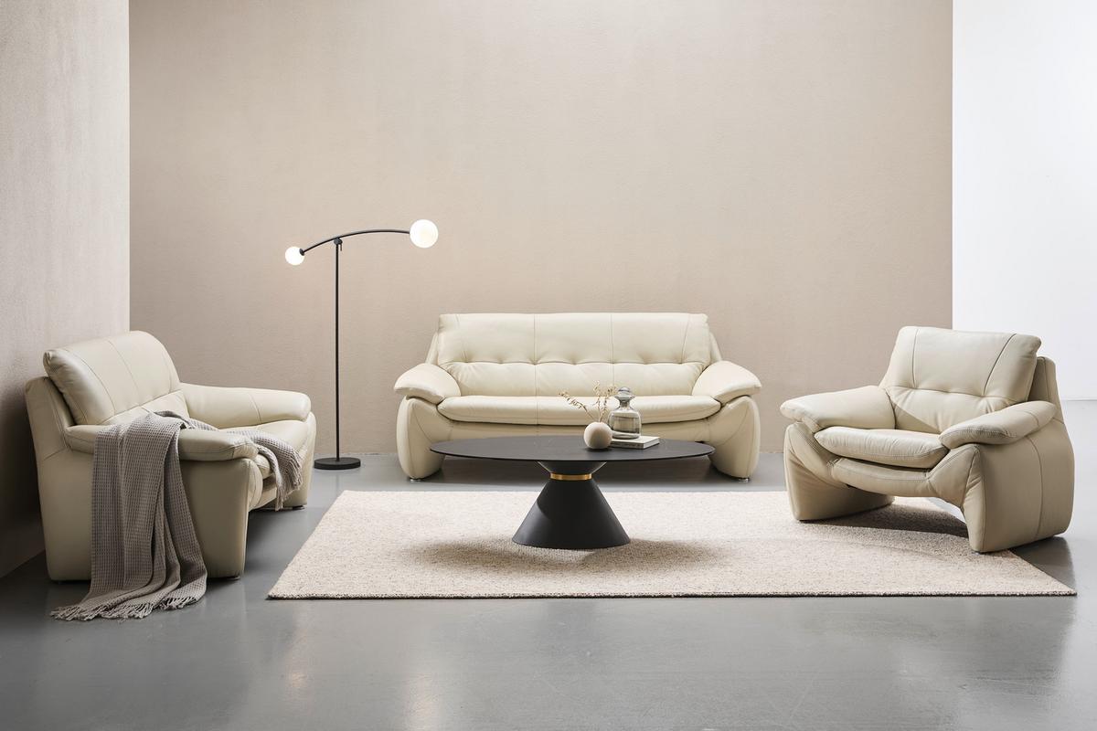 Sessel Bretania, Hellgrau B: 110 cm - Silberfarben/Hellgrau, KONVENTIONELL, Leder (110/91/86cm) - Livetastic