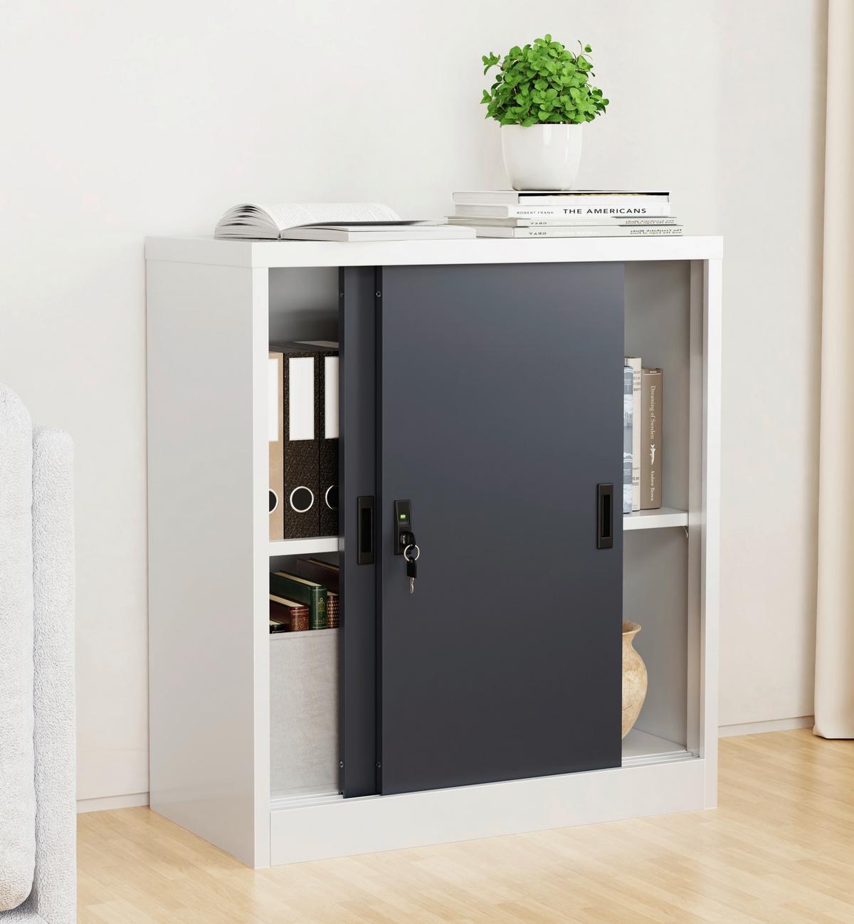 Aktenschrank Malivo Weiß/Anthrazit B: 80cm - Anthrazit/Weiß, KONVENTIONELL, Metall (80/90/40cm) - MID.YOU