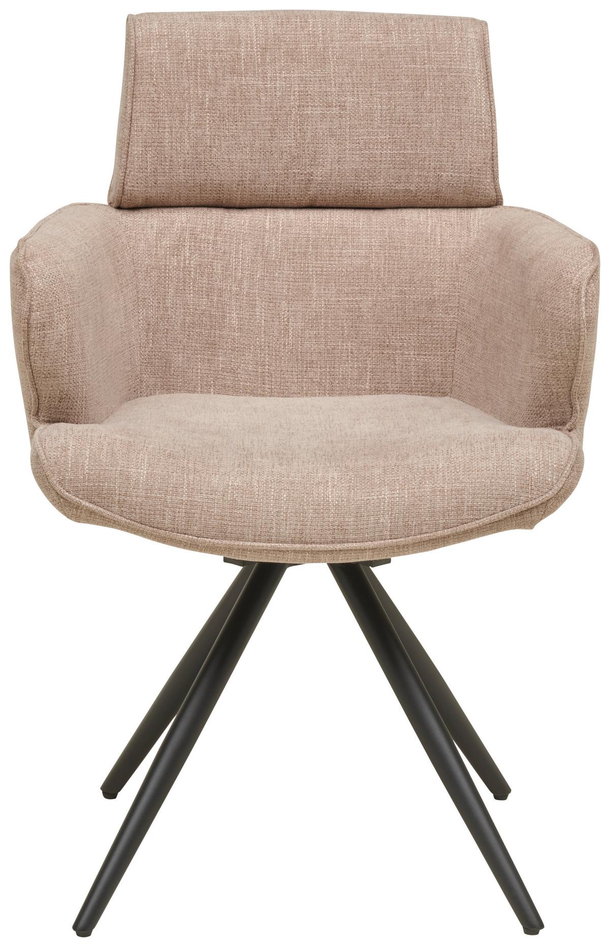 Armlehnstuhl Elis Webstoff Taupe, B: 62 cm - Taupe/Schwarz, KONVENTIONELL, Textil/Metall (62/89/62cm) - Livetastic