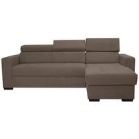 Rohová sedačka MARCO, oboustranná, šedohnědý velur - černá/šedohnědá, Konvenční, kov/dřevo (238/78-94/170cm)