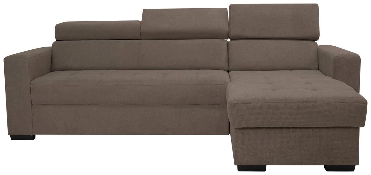 Rohová sedačka MARCO, oboustranná, šedohnědý velur - černá/šedohnědá, Konvenční, kov/dřevo (238/78-94/170cm)