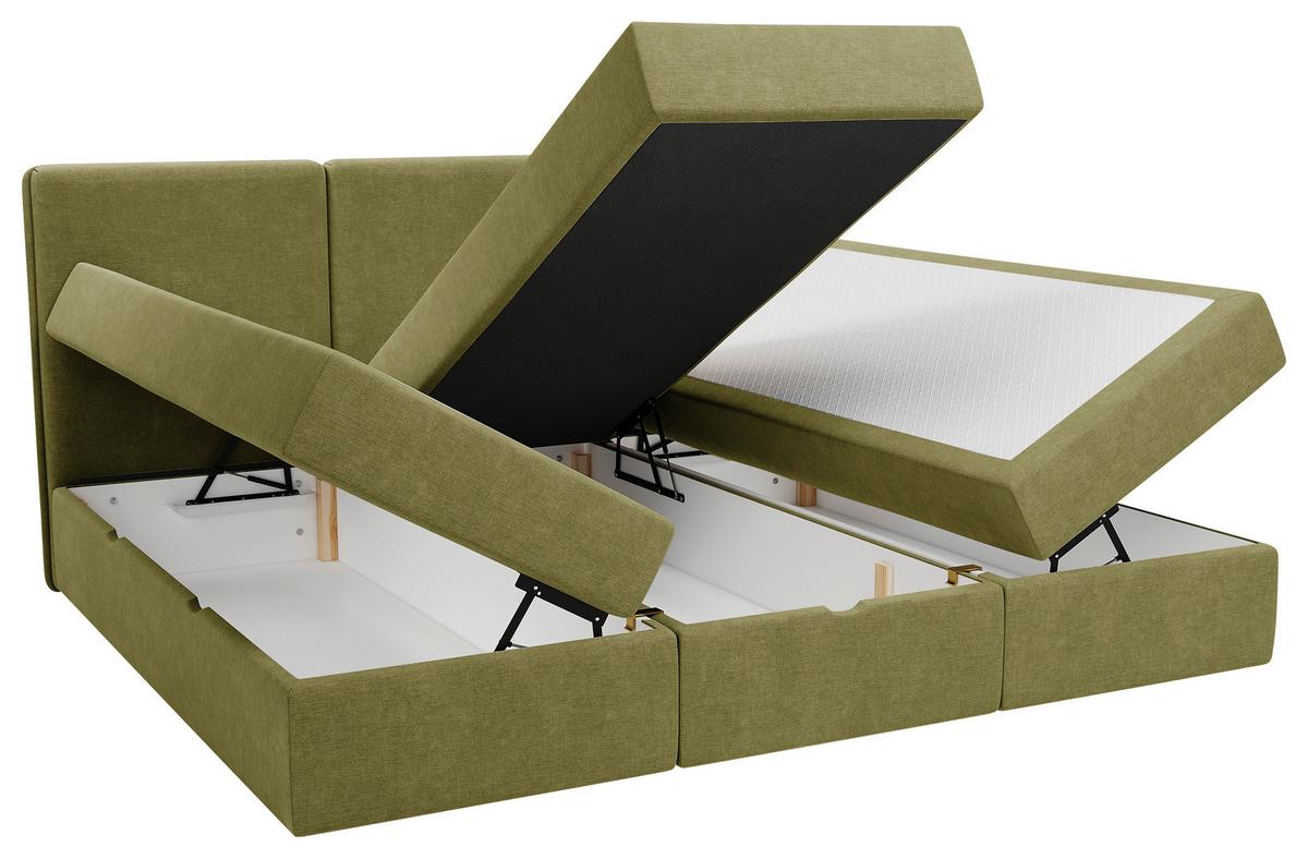 Familienbett Domino Combo Mit 3 Bettkasten, Grün 240x200 Cm - Schwarz/Grün, MODERN, Holz/Holzwerkstoff (240/200cm) - MID.YOU