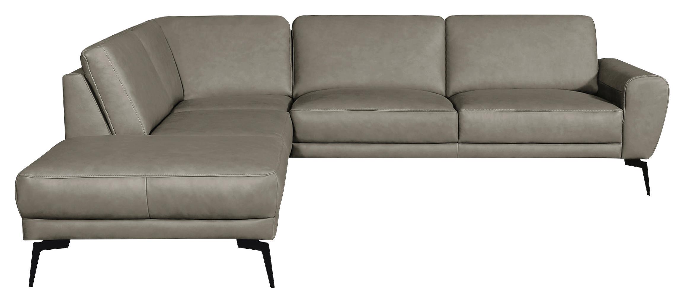 Ecksofa Spring, Grau S: 250x273 cm - Schwarz/Grau, Design, Leder (250/273cm) - Livetastic