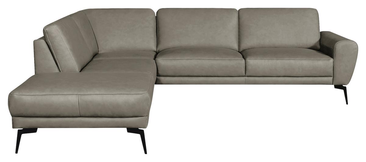 Ecksofa Spring, Grau S: 250x273 cm - Schwarz/Grau, Design, Leder (250/273cm) - Livetastic