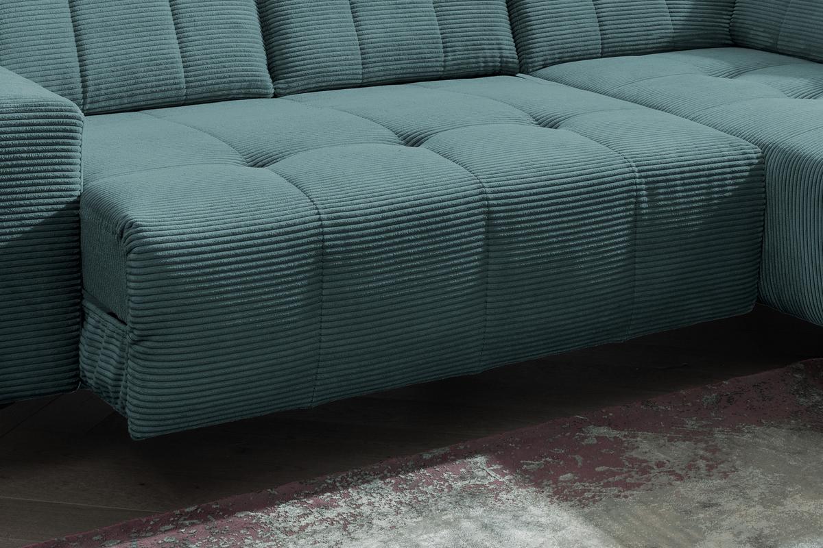 Ecksofa mit USB Anschluss Sano, Petrol, S: 261x200 cm - Petrol/Schwarz, MODERN, Textil (261/200cm) - Livetastic