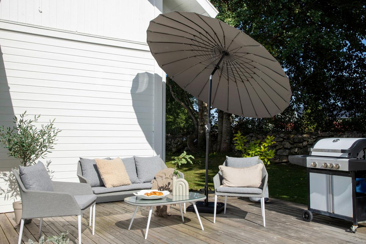 Sonnenschirm DM: 250cm H: 270cm Grau - Grau, KONVENTIONELL (270/270cm) - Gardenson