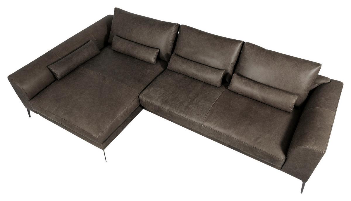 Ecksofa Berlin Fango S: 172 cm - Fango/Schwarz, Design, Leder (172/313cm) - Livetastic