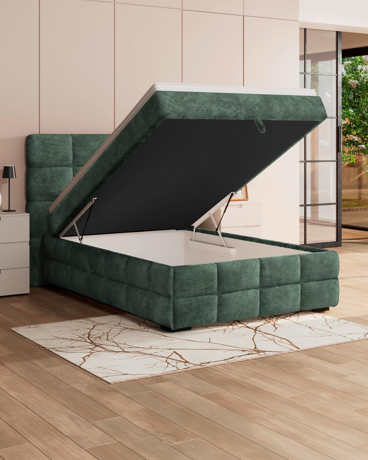 Polsterbett Vega Grün, Lf: 140 X 200 Cm - Grün, Trend, Holz/Textil (140/200cm)