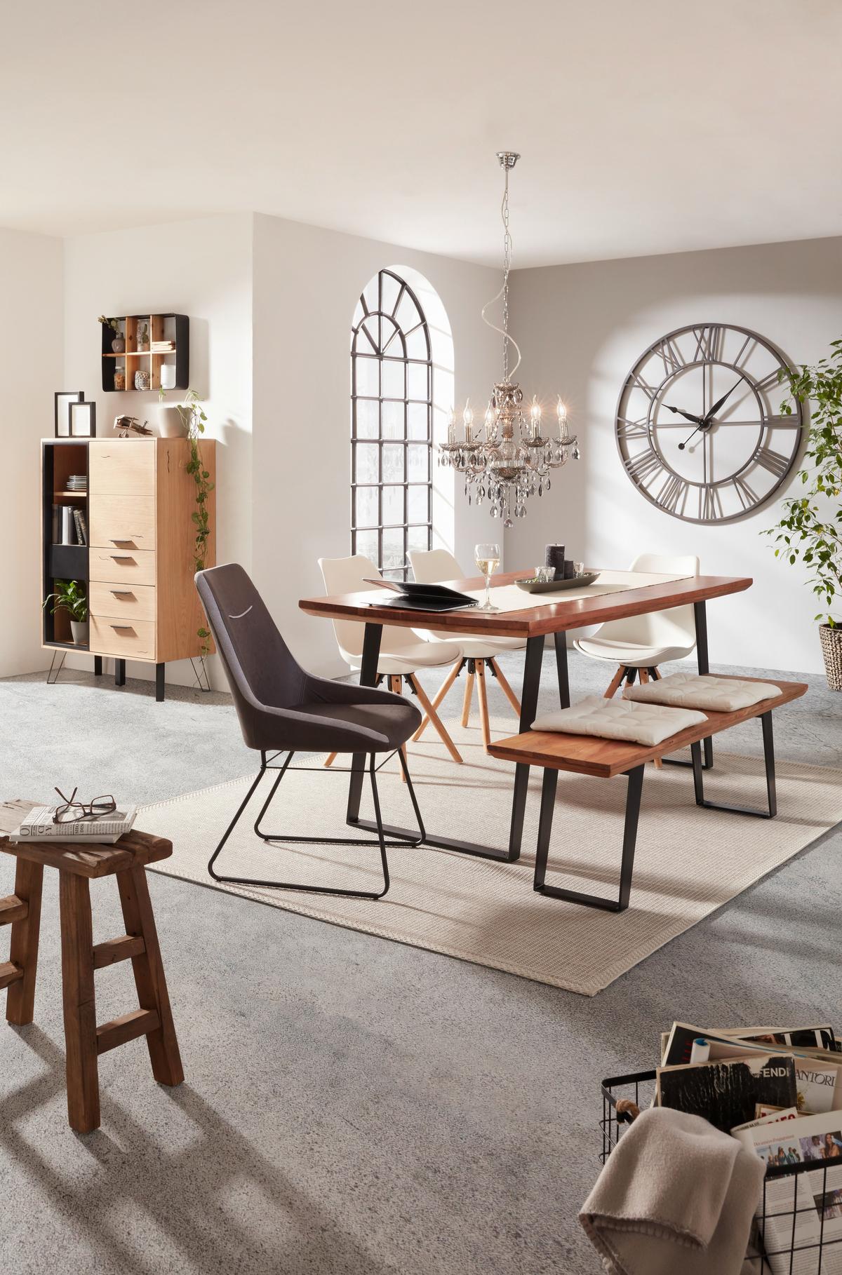 Jedálenská stolička Lilly s drevenými nohami, biela - biela/farba duba, Modern, drevo/plast (48/81/57cm) - Mömax