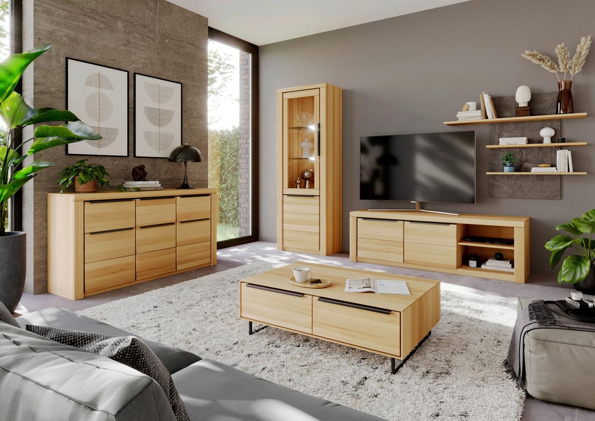COUCHTISCH Brest Buchefarben L: 110cm - Buchefarben/Schwarz, Design, Holz/Holzwerkstoff (110/70/40cm) - Livetastic