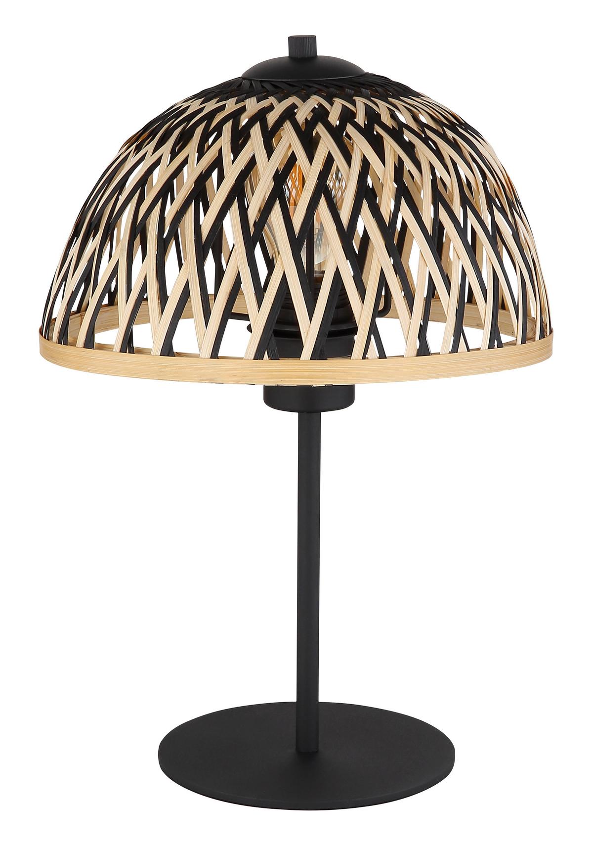 Tischleuchte 15767t - Schwarz/Naturfarben, Natur, Naturmaterialien/Metall (25/37cm) - Globo