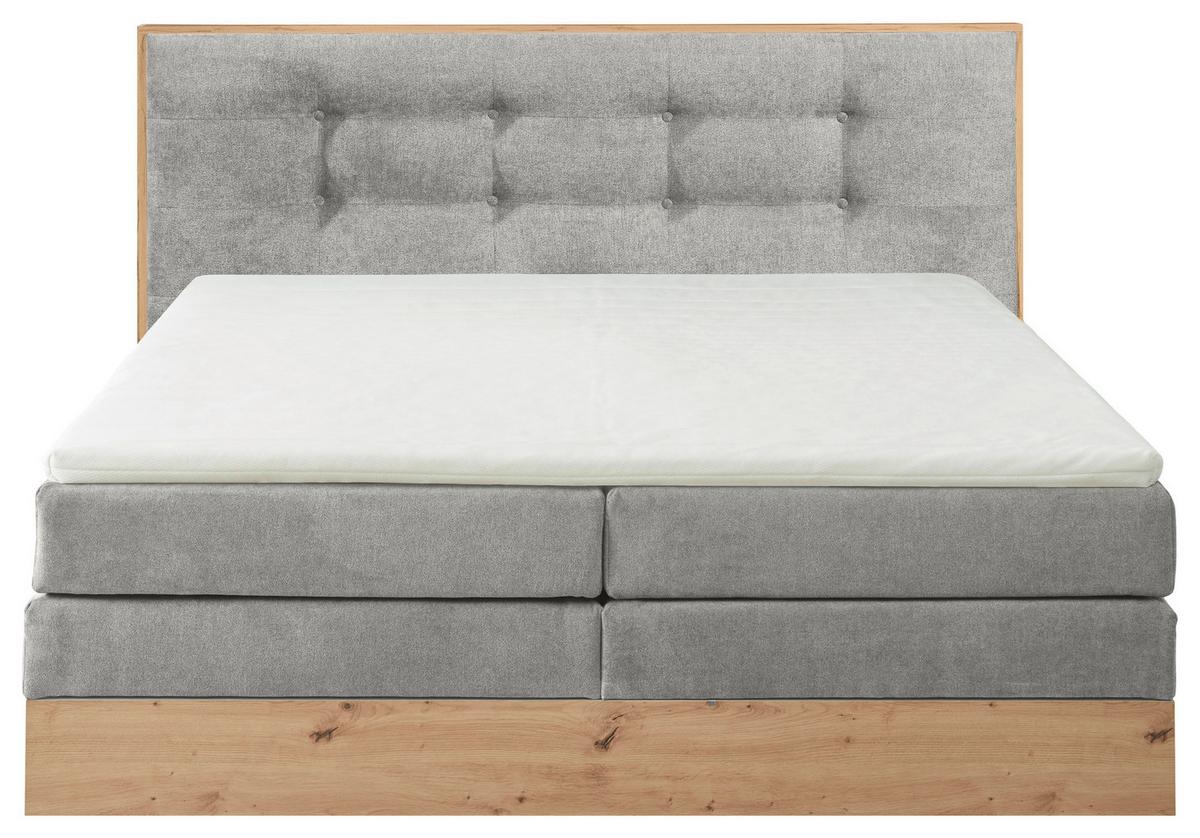 Boxspringbett Mit Topper & Bettkasten 180x200 Preston - Hellgrau, MODERN, Holz/Holzwerkstoff (180/200cm) - Livetastic
