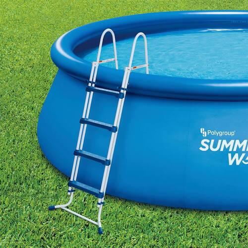 Poolleiter Pool Leiter 132 cm - Blau/Weiß, Basics, Metall (132cm)