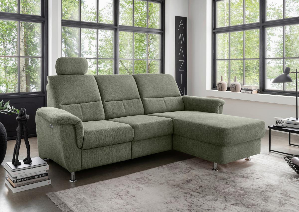 Ecksofa Mit Stauraum Parole Grün Chenille - Chromfarben/Grün, MODERN, Textil (231/165cm) - Livetastic