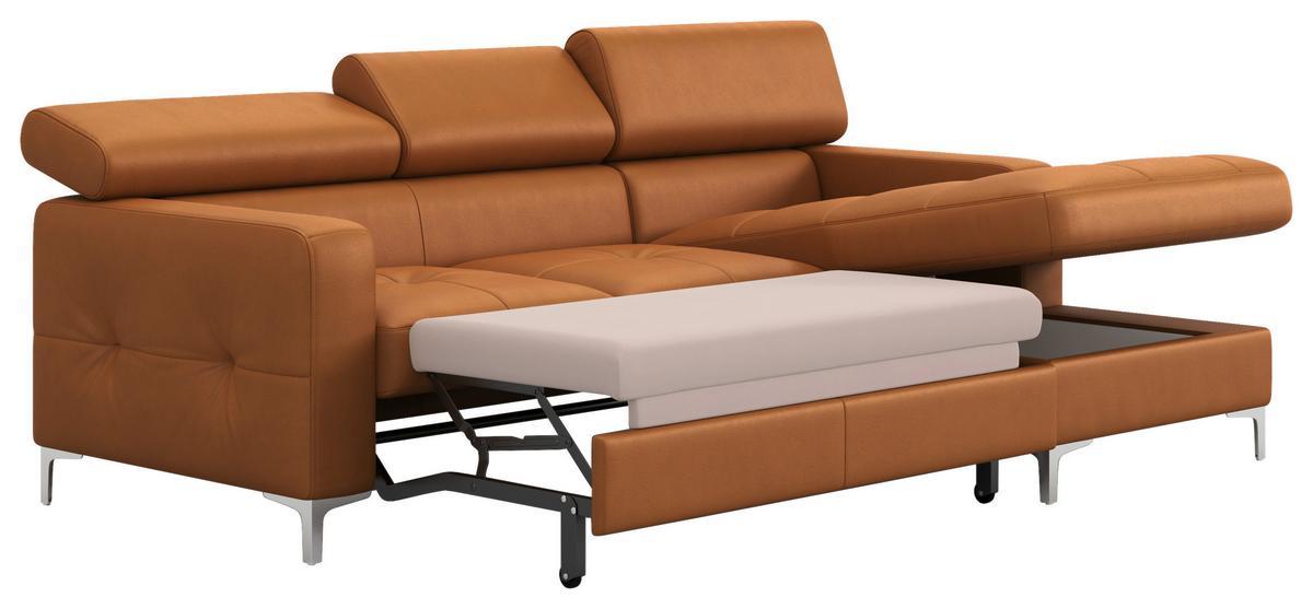 Ecksofa Mit Schlaffunktion Sammy Gelb - Chromfarben/Gelb, Design, Leder (227/168cm) - Livetastic