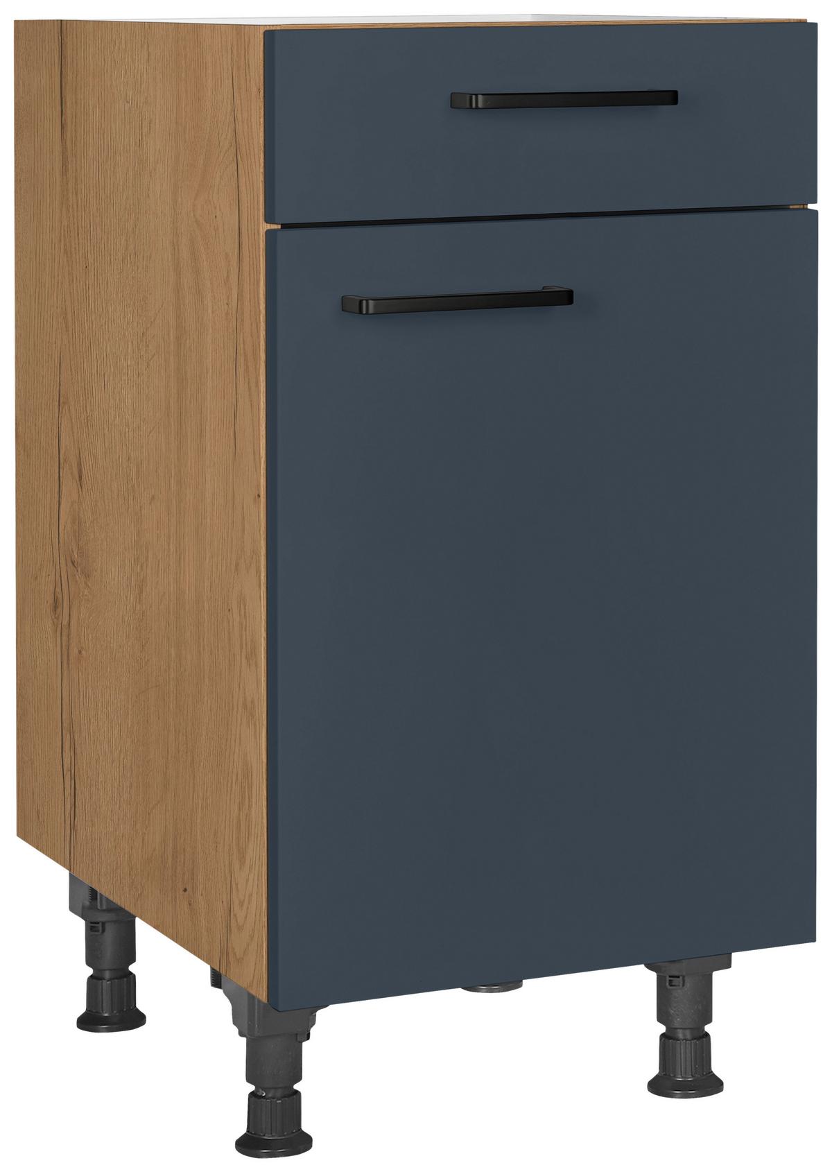 Schubkastenunterschrank Easytouch - Blau/Eichefarben, MODERN, Holzwerkstoff (45/87/56cm) - Nobilia