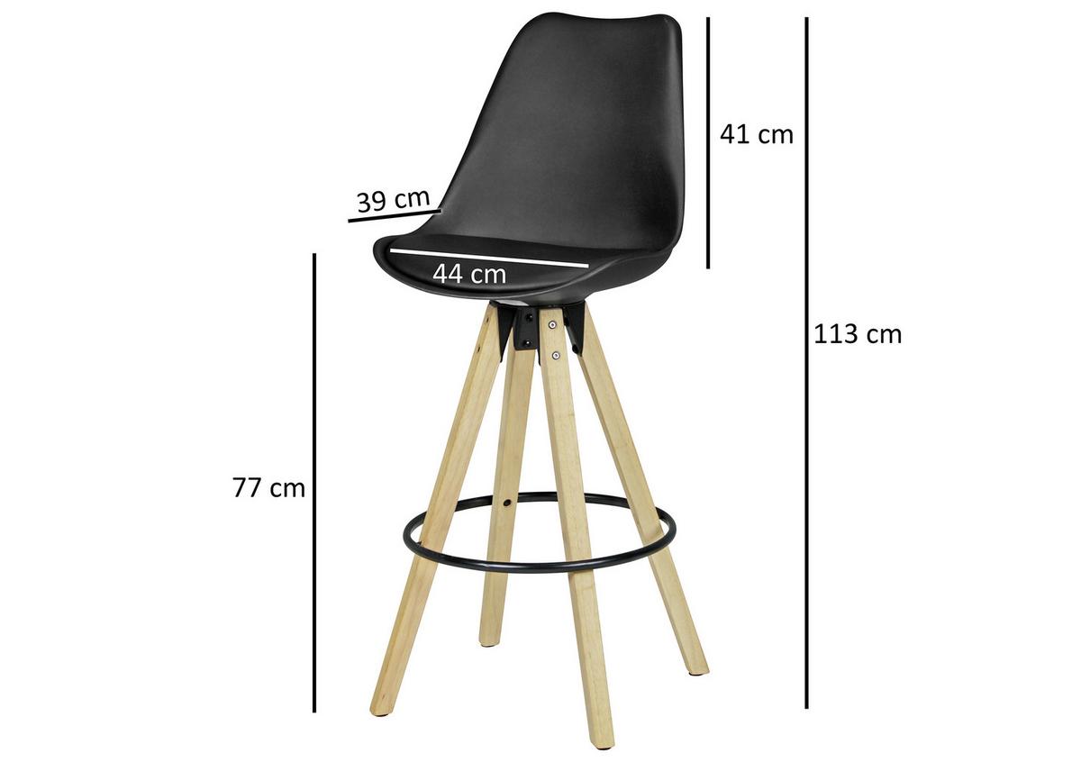 Barhocker Lima Schwarz Matt 2er-Set - Eichefarben/Schwarz, Design, Holz/Kunststoff (49/113/49cm) - MID.YOU