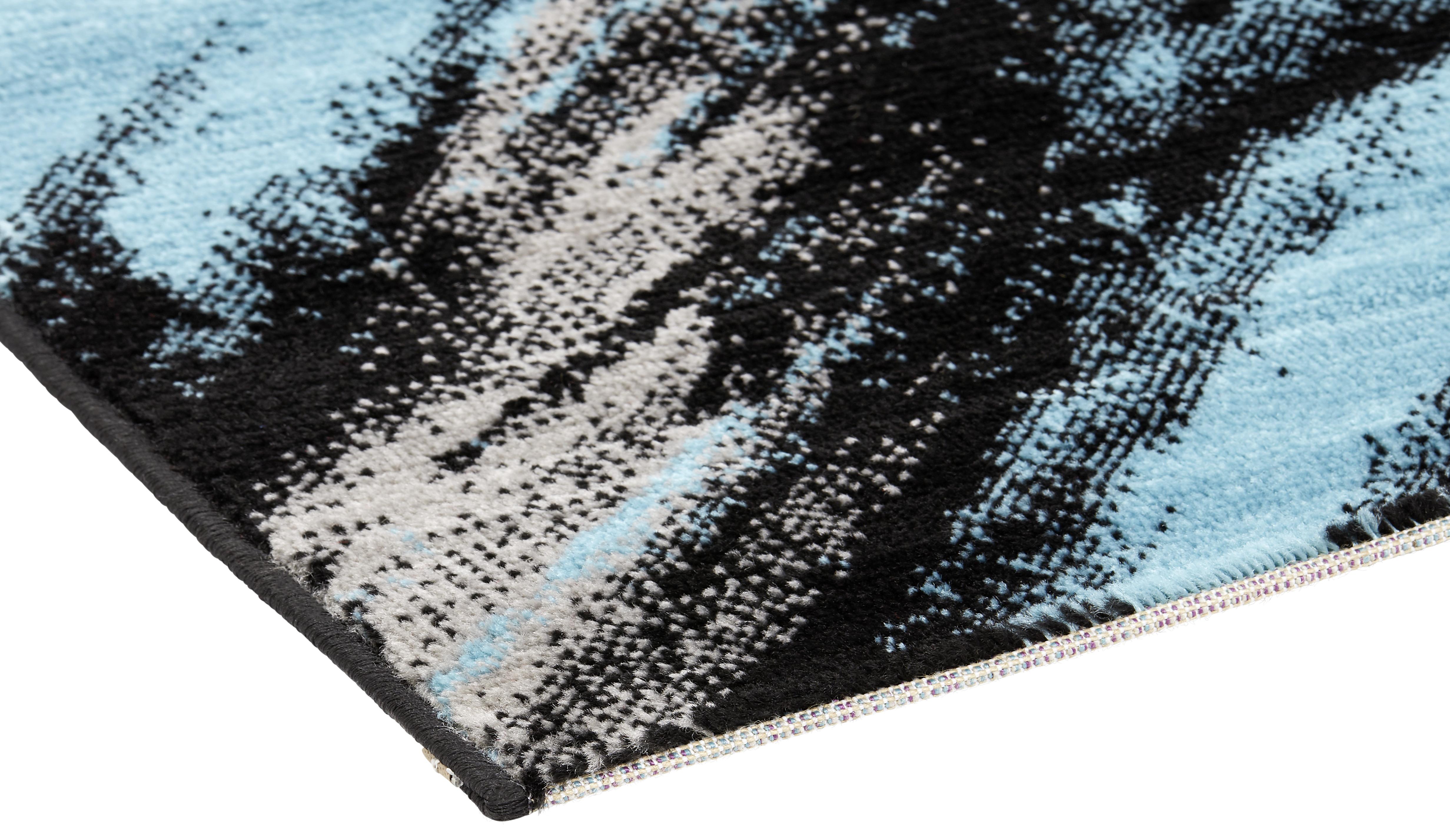 Webteppich Blau/Schwarz/Beige 160x230 cm - Blau/Beige, Basics, Textil (160/230cm) - James Wood