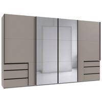 Schwebetürenschrank Level 36 A Grau Dekor/Spiegel, B:350cm - Sahara, Basics, Glas/Holzwerkstoff (350/216/65cm) - MID.YOU