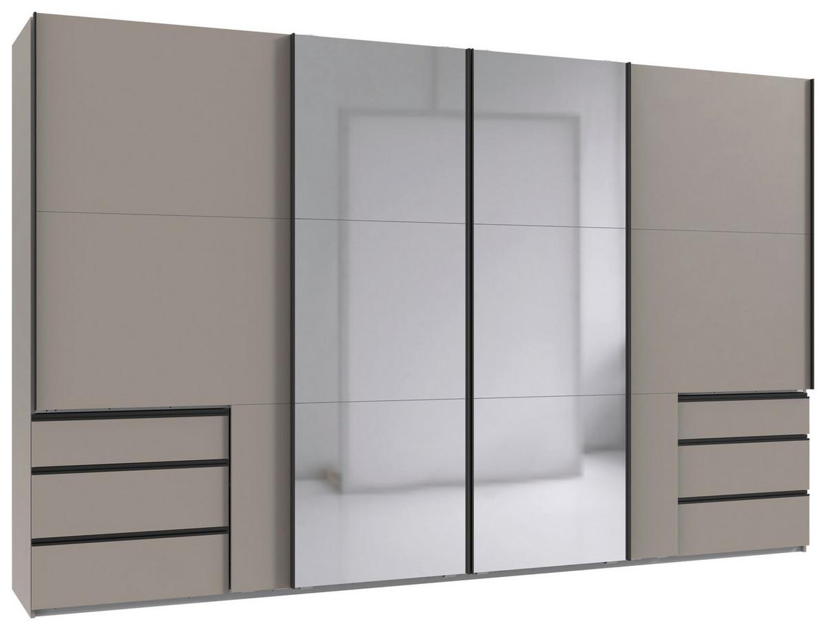 Schwebetürenschrank Level 36 A Grau Dekor/Spiegel, B:350cm - Sahara, Basics, Glas/Holzwerkstoff (350/216/65cm) - MID.YOU