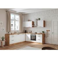 Eckküche Meran mit Geräten 240x240 cm Weiß/Eiche Dekor - Eiche Wotan/Weiß, LIFESTYLE, Holzwerkstoff (240/240cm) - Held