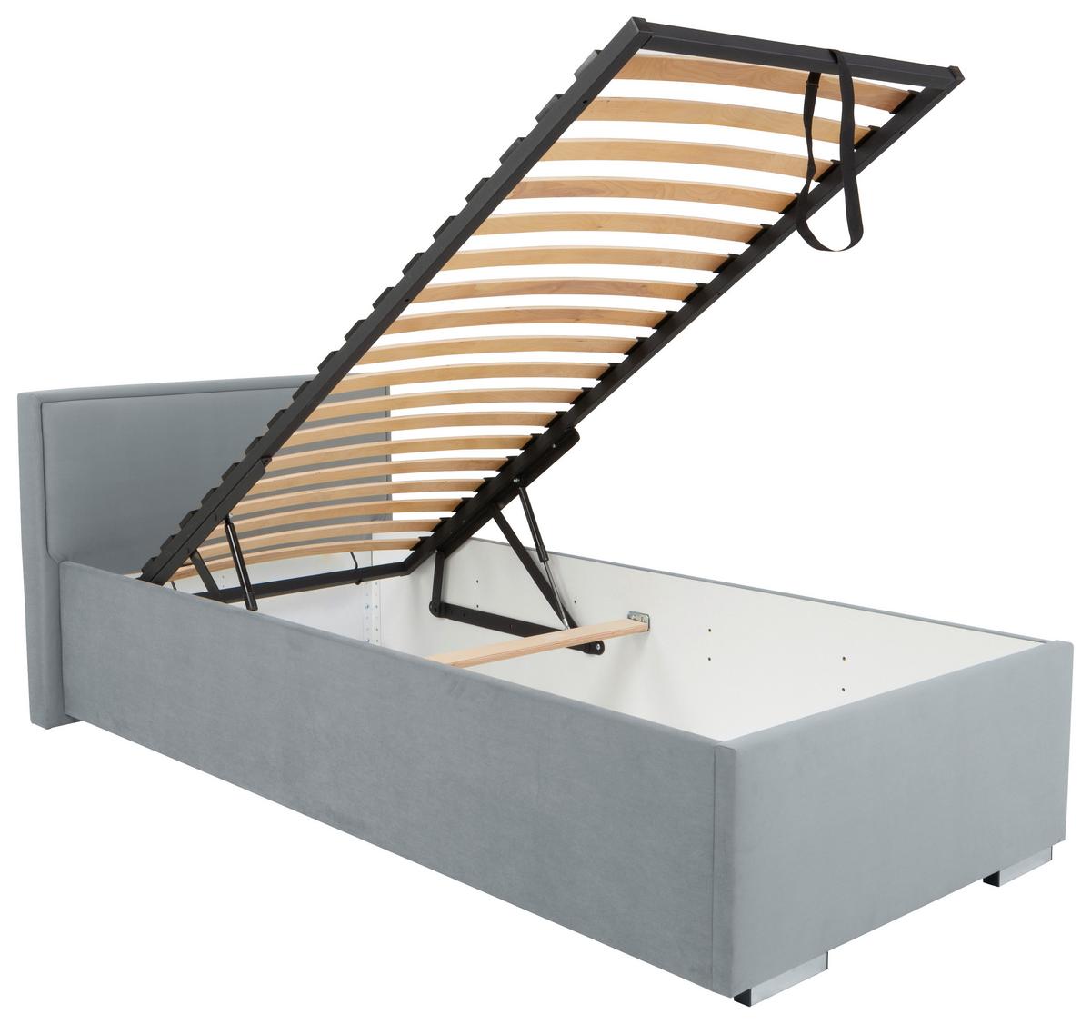 Čalouněná postel ANADIA 90x200cm - šedá/barvy chromu, Moderní, kov/dřevo (90/200cm) - MID.YOU