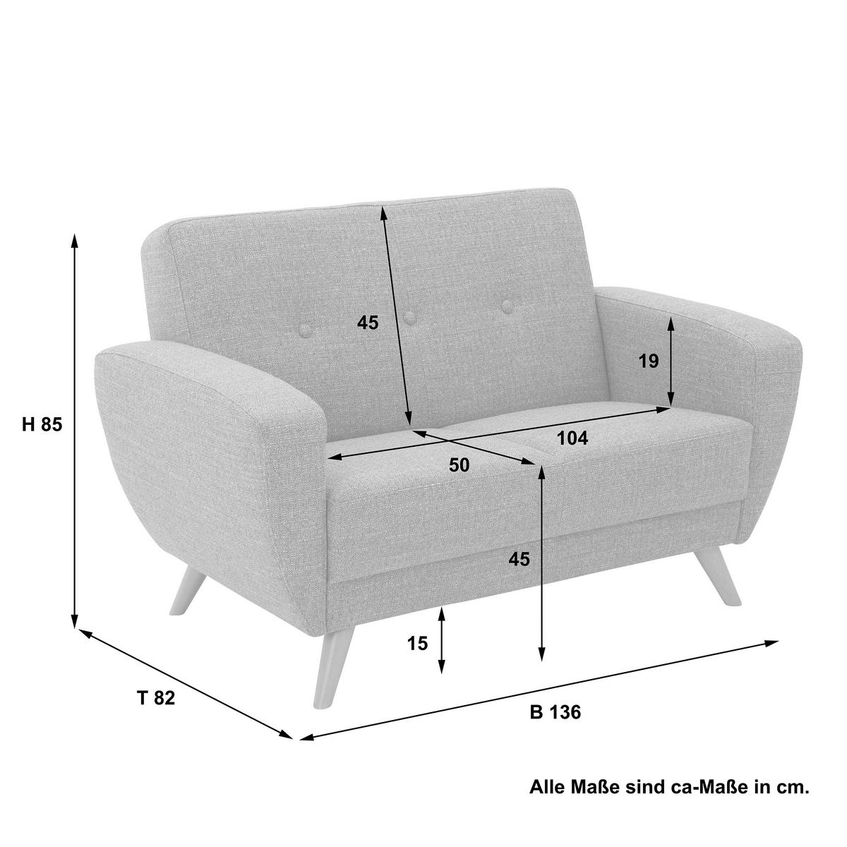 2-sitzer-sofa Jerry Grau - Naturfarben/Grau, Design, Textil (136/85/82cm) - Max Winzer