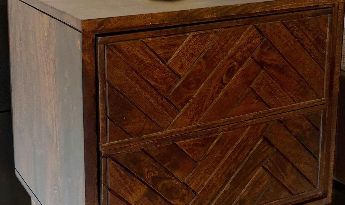 Nachttisch Dunkelbraun B: 45 cm - Dunkelbraun/Goldfarben, Natur, Holz/Metall (45/40/57cm) - Livetastic