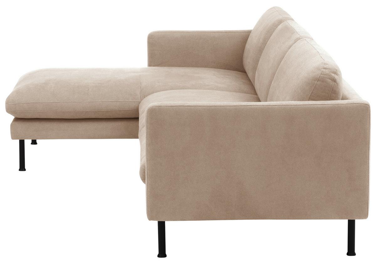 Ecksofa Nathan Rücken Echt, Beige - Beige/Schwarz, MODERN, Textil (286/78/160cm) - Max Winzer