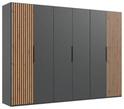 Drehtürenschrank Andorra Eiche/graphitfarben B: 300 Cm - Eichefarben/Graphitfarben, MODERN, Holzwerkstoff (300/216/58cm) - MID.YOU