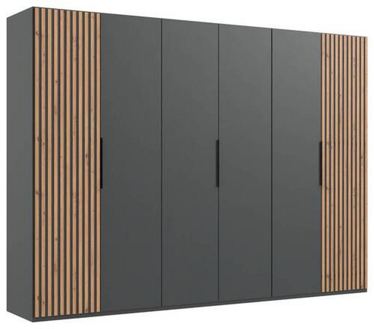 Drehtürenschrank Andorra Eiche/graphitfarben B: 300 Cm - Eichefarben/Graphitfarben, MODERN, Holzwerkstoff (300/216/58cm) - MID.YOU
