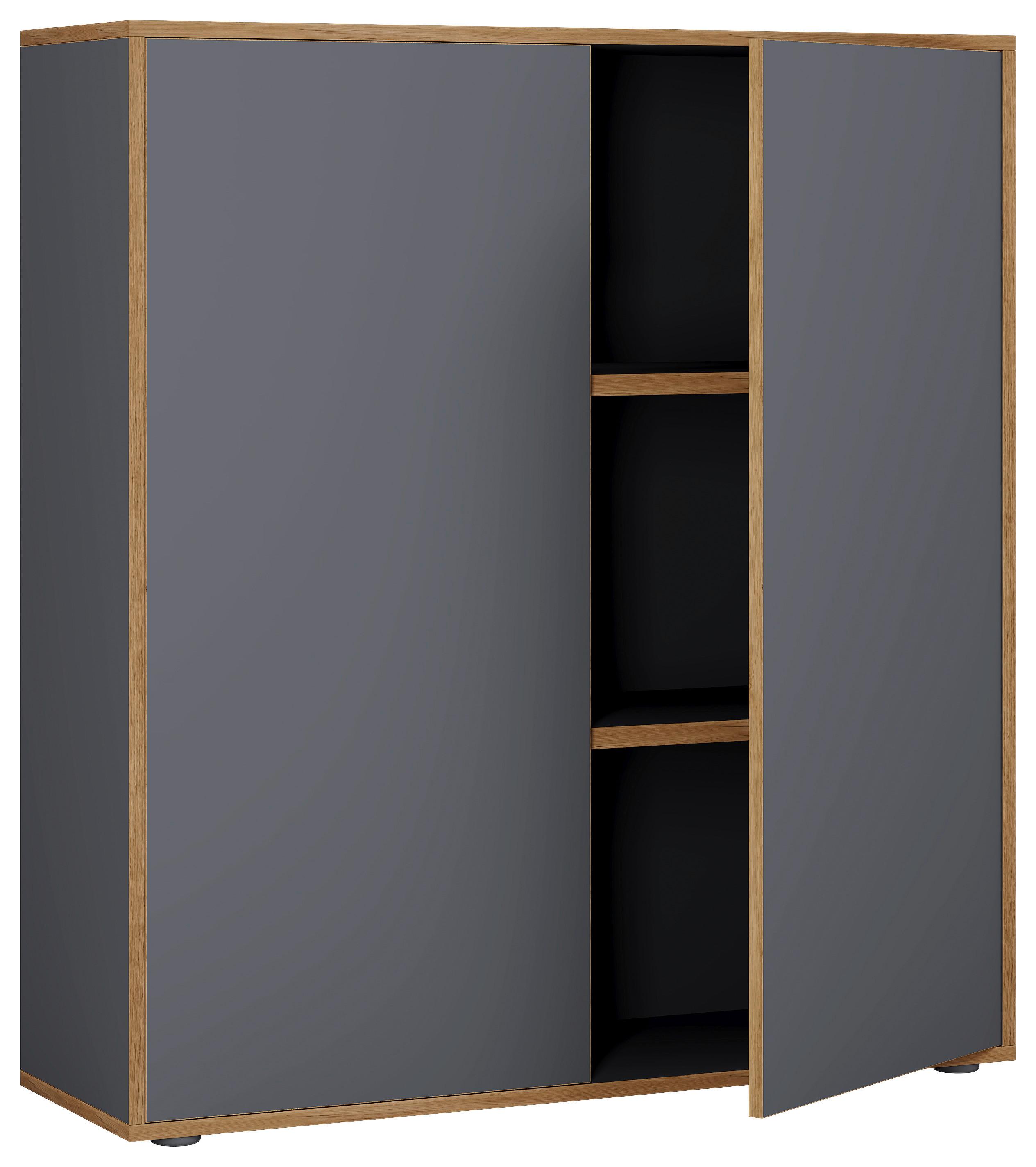 KANCELÁRSKA SKRIŇA SALIA B100 - dub medový/antracitová, Design, kompozitné drevo (100/110/33cm) - P & B