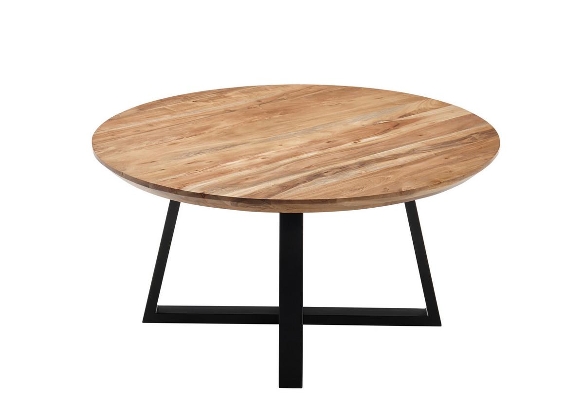 Konferenční stolek Safaga, dřevo/kov - černá/přírodní barvy, Natur, kov/dřevo (70/70/45cm) - Zandiara