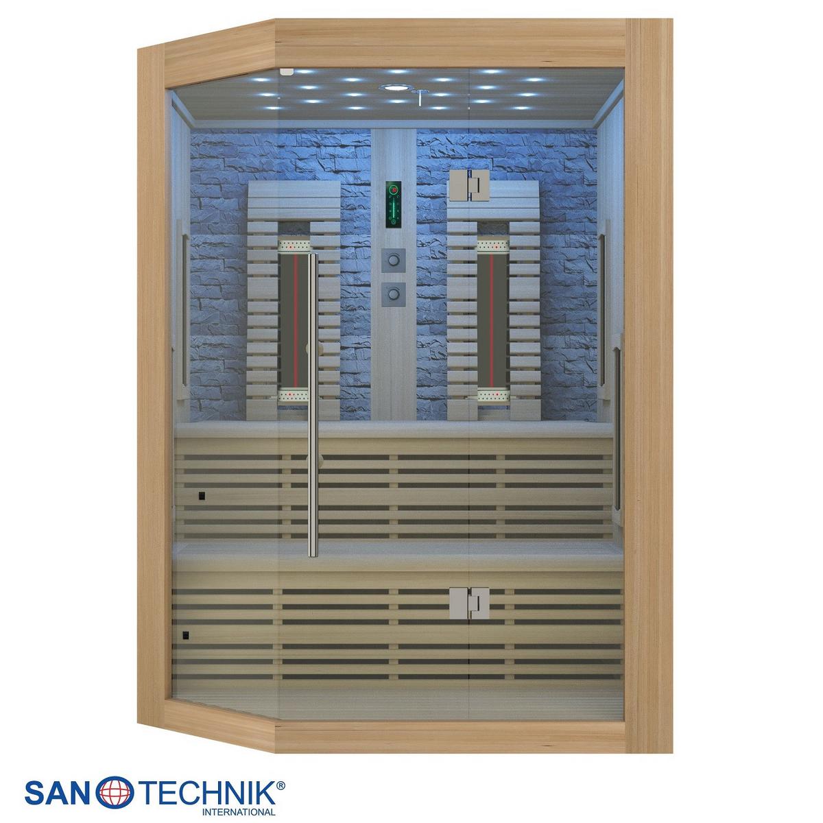 INFRAROTKABINE KIRUNA 3-4 PERSONEN - Naturfarben, Basics, Glas/Holz (160/210/160cm) - Sanotechnik