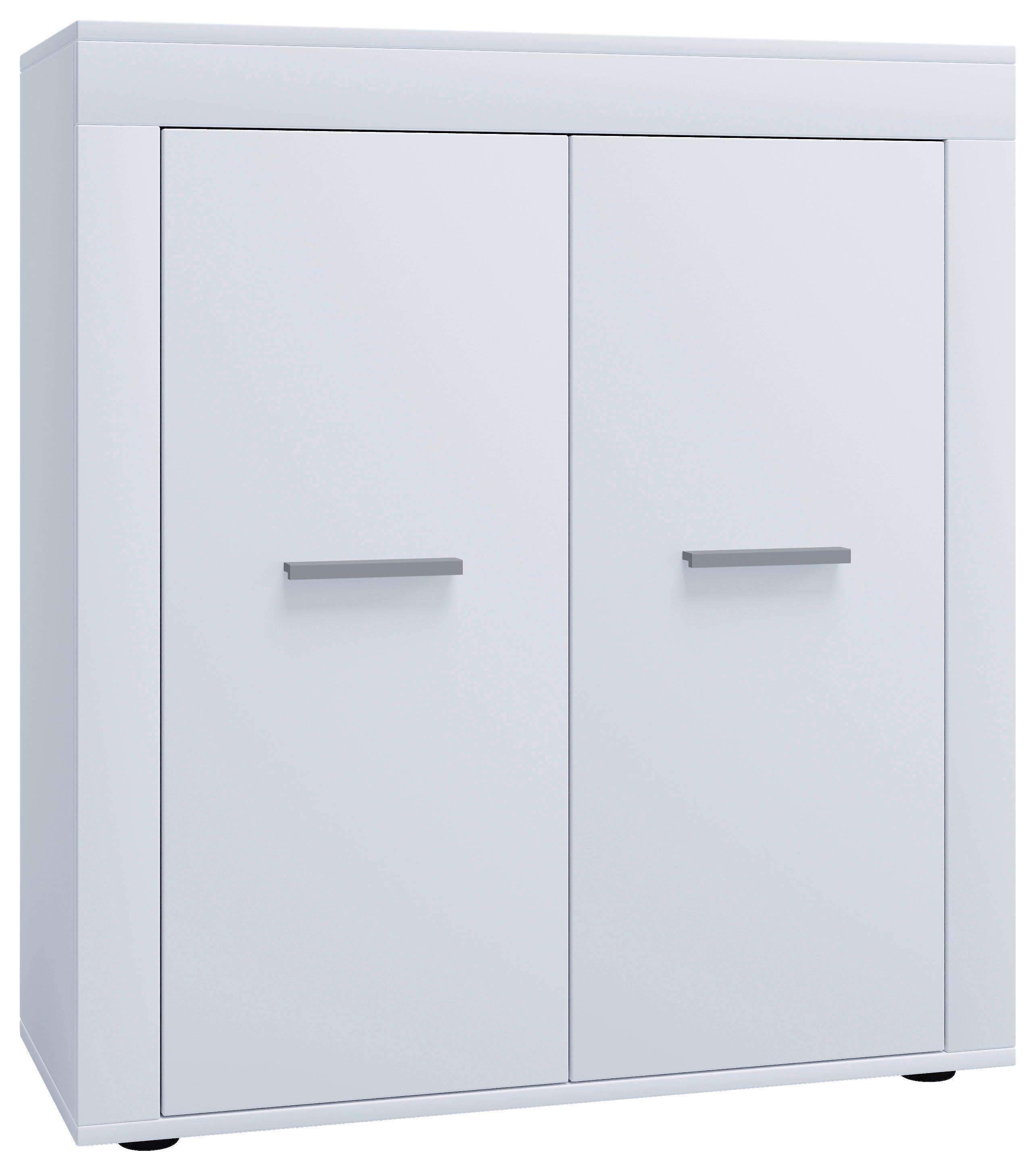 Kommode Usilo Weiß B: 80 cm - Silberfarben/Weiß, Design, Holzwerkstoff (80/89/35cm) - MID.YOU